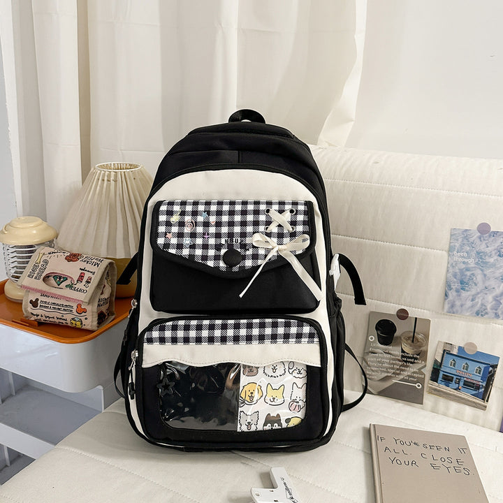 Stylish Gingham Pattern School Backpack