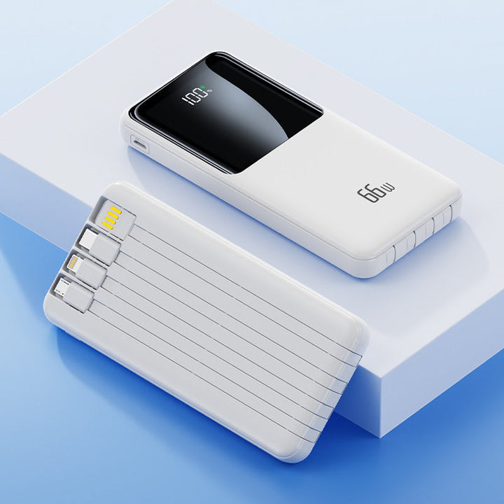 Portable power bank with integrated charging cables and LED battery status indicator Kalsten
