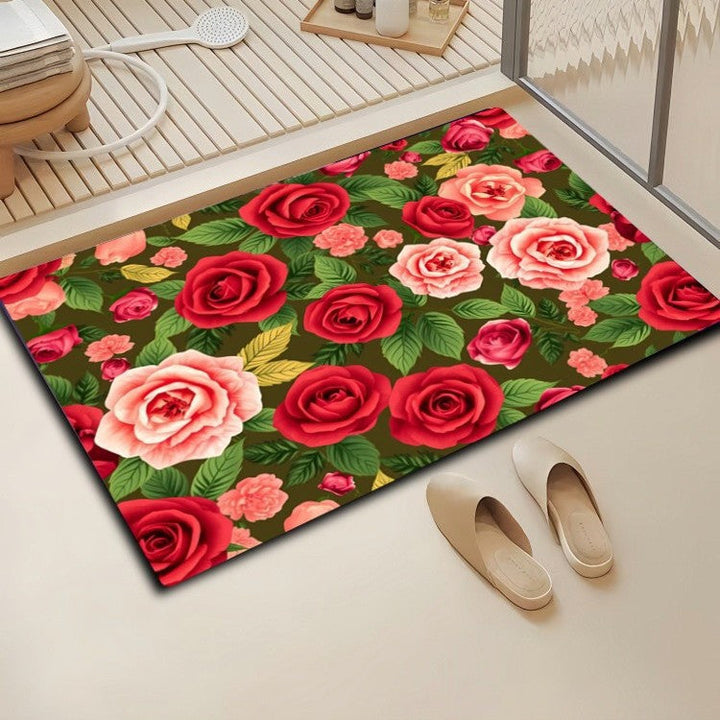 Floral Design Bath Mat Kalsten