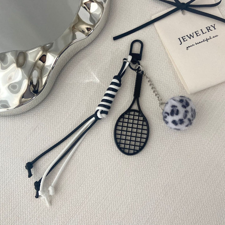 Tennis Racket and Fur Ball Keychain Kalsten