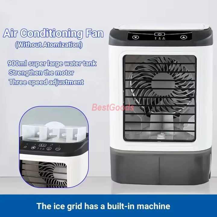 Unisex one size portable non-fogging air cooler fan with large water tank and three-speed motor Kalsten