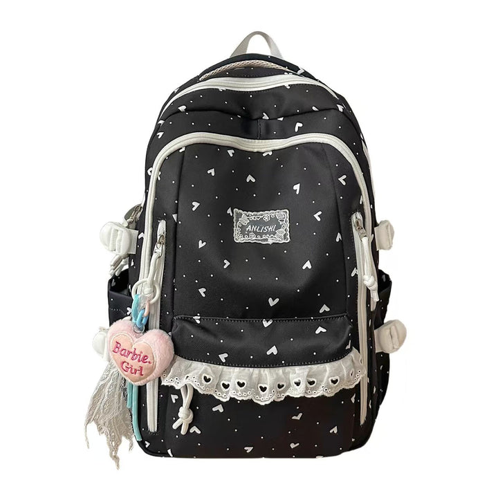 Heart-Patterned Multi-Compartt Backpack Kalsten