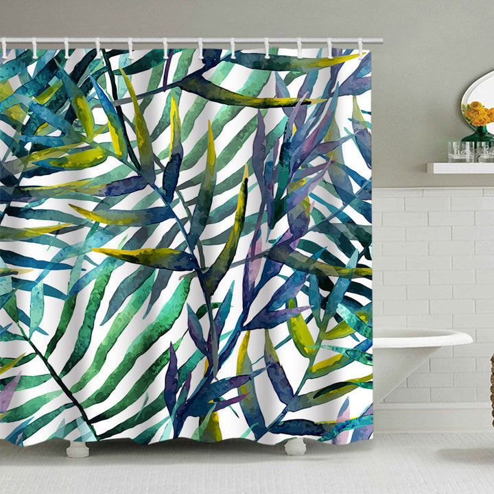Tropical Leaf Print Shower Curtain Kalsten