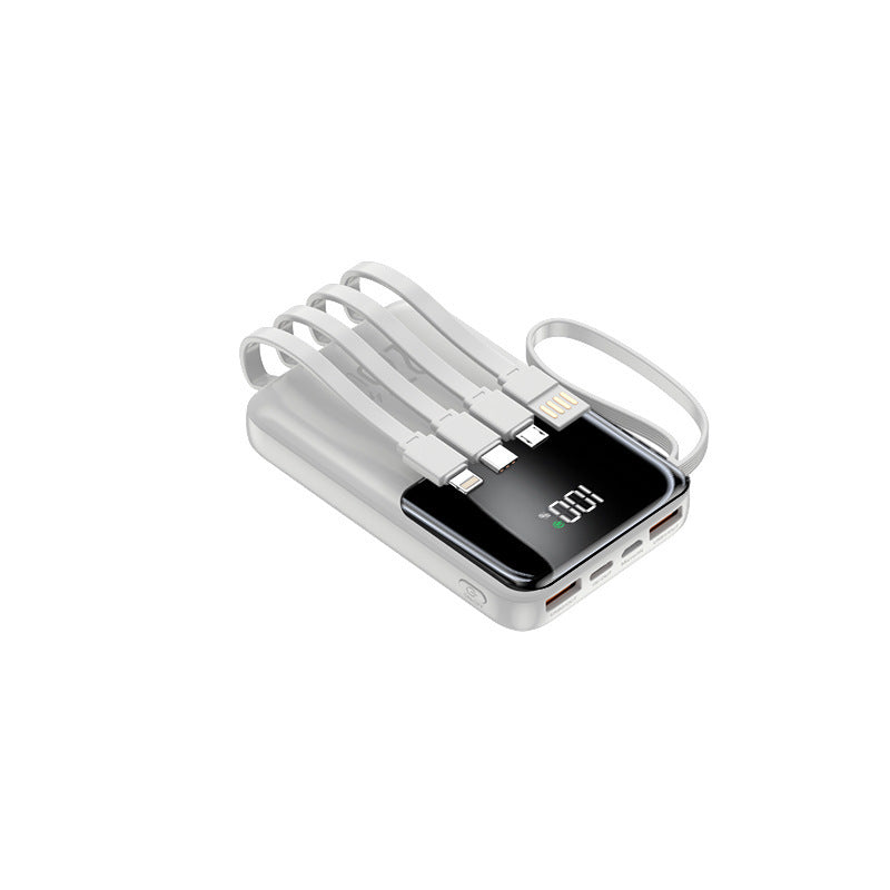 Portable power bank with multiple integrated charging cables and digital display Kalsten