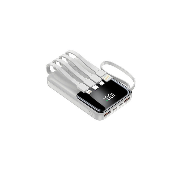 Portable power bank with multiple integrated charging cables and digital display Kalsten