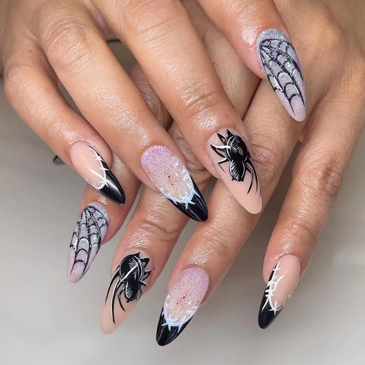 Halloween Nail Art Set with Creative Designs and Sparkling Details Acalora