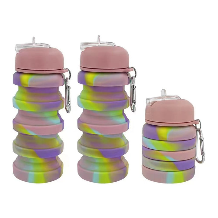 Women's foldable silicone drinking bottle with carabiner Kalsten