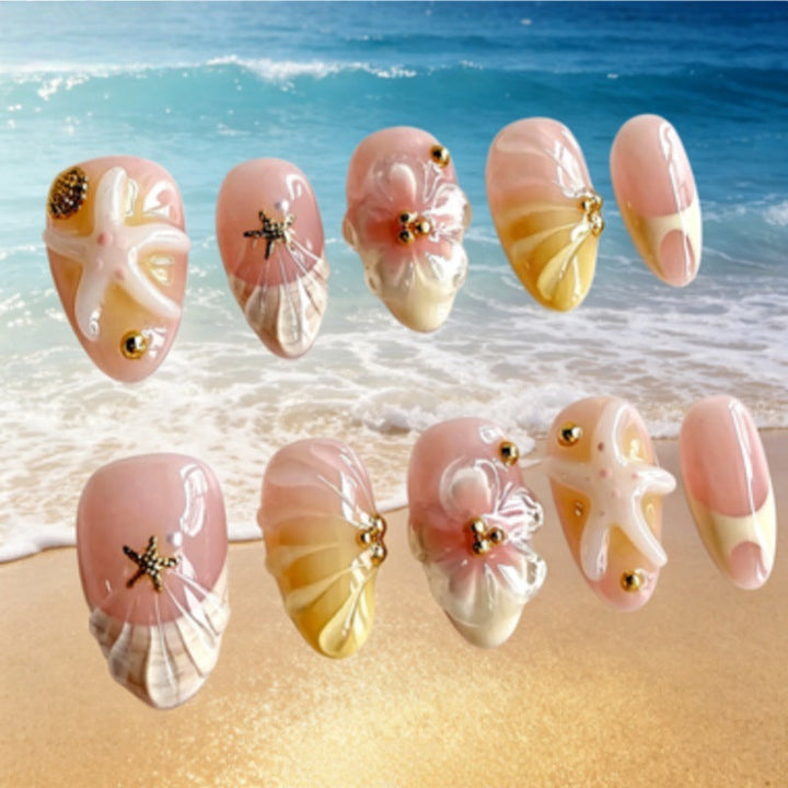 Artistic Press-On Nail Set with Unique Summer Designs Kalsten