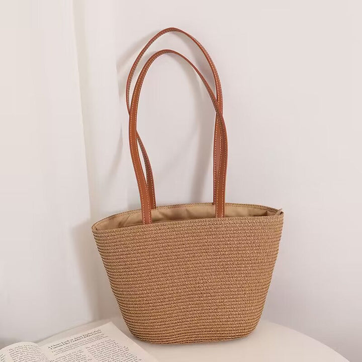 Elegant Bast Handbag with Leather Handles Kalsten