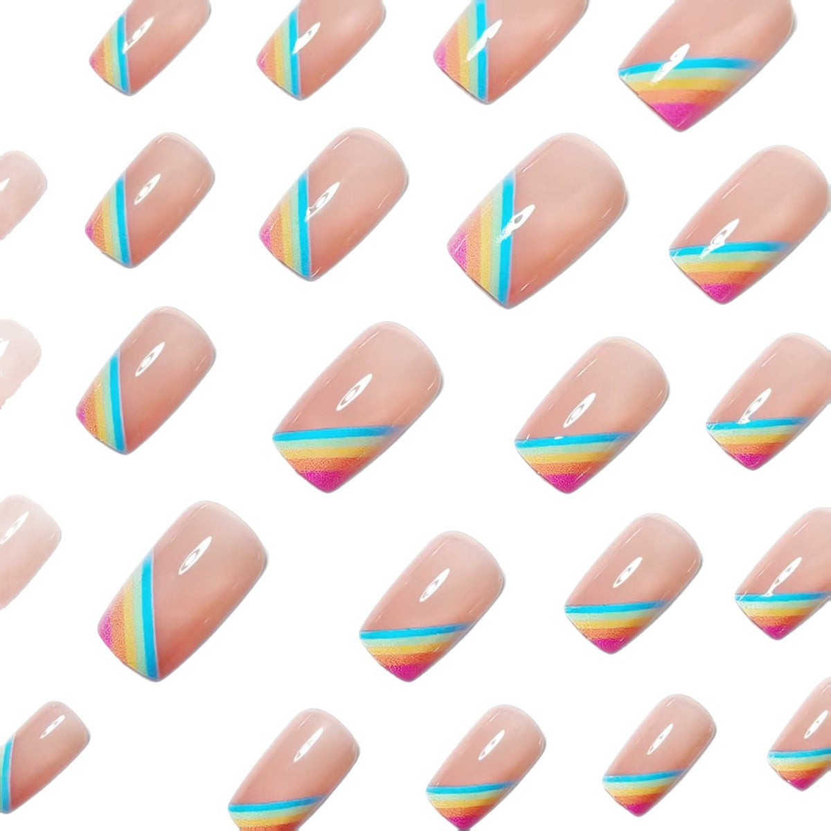 Elegant Rainbow French Tip Nail Art Acalora