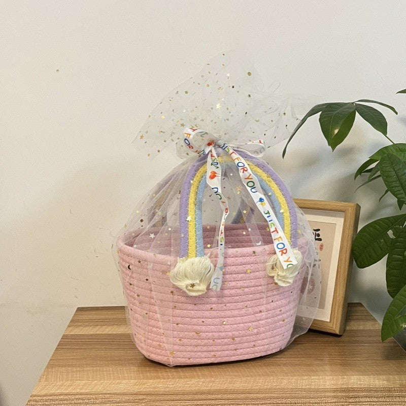 Women's handmade basket bag with color-coordinated handle accents Kalsten