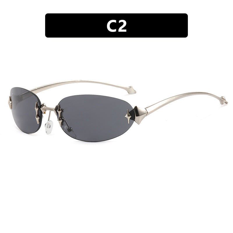 Ladies fashionable sunglasses in futuristic design with mirrored frame Kalsten