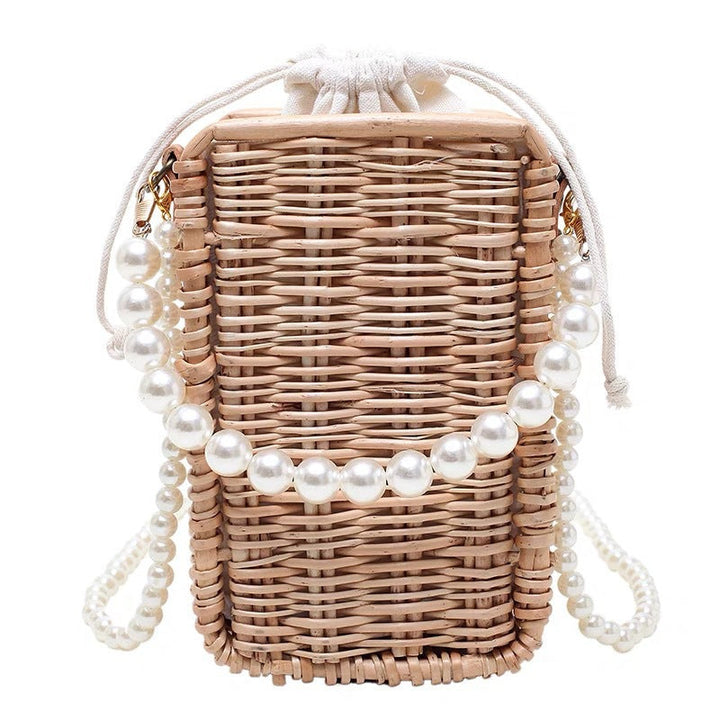 Women's Trendy Basket Bag with Pearl Chain Kalsten