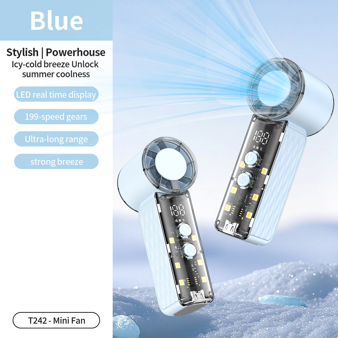 Women's nan compact rechargeable handheld cooling fan with LED real time display and multi-speed Kalsten