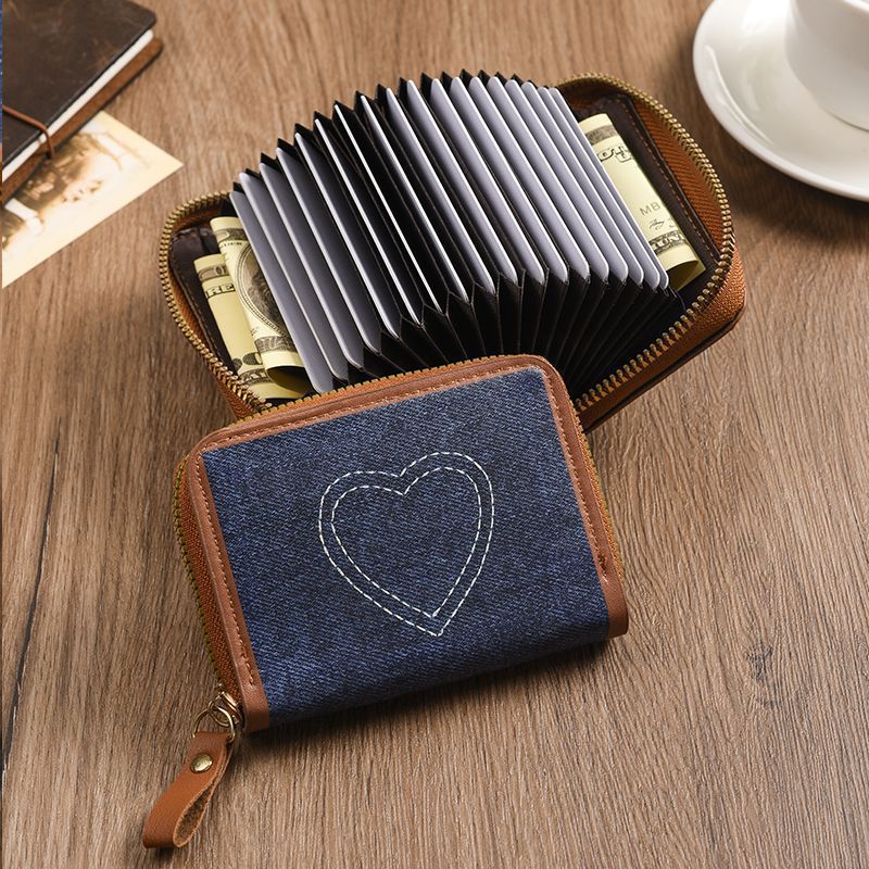 Zip-Around Denim Heart Coin Wallet Kalsten