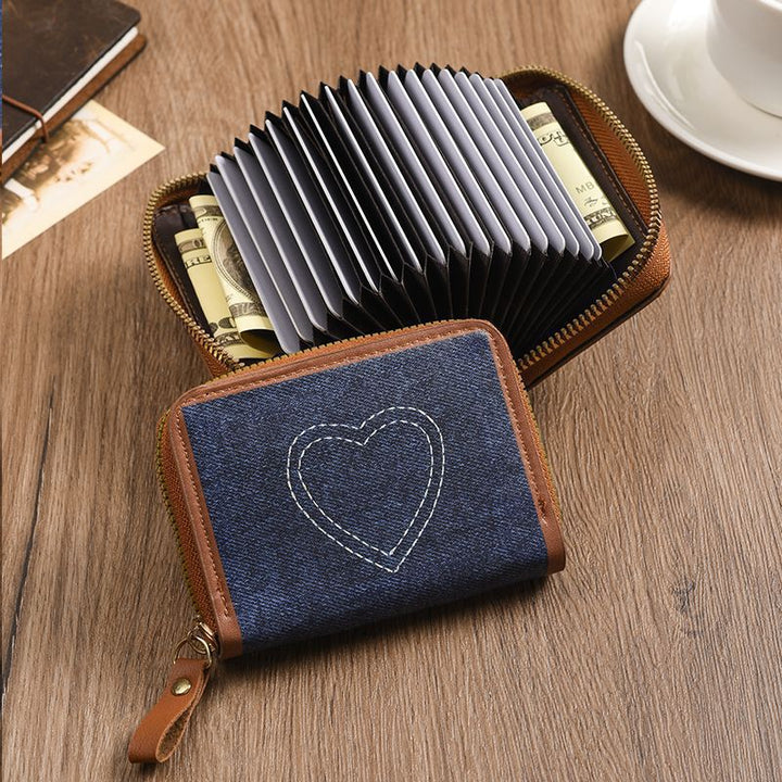 Zip-Around Denim Heart Coin Wallet Kalsten