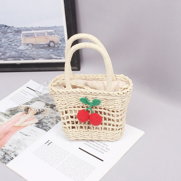 Basket bag with hand-knotted appliqués Kalsten