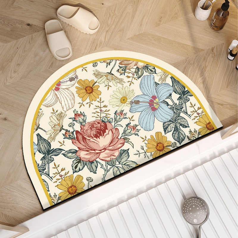 Ornate Half-Round Bath Mat