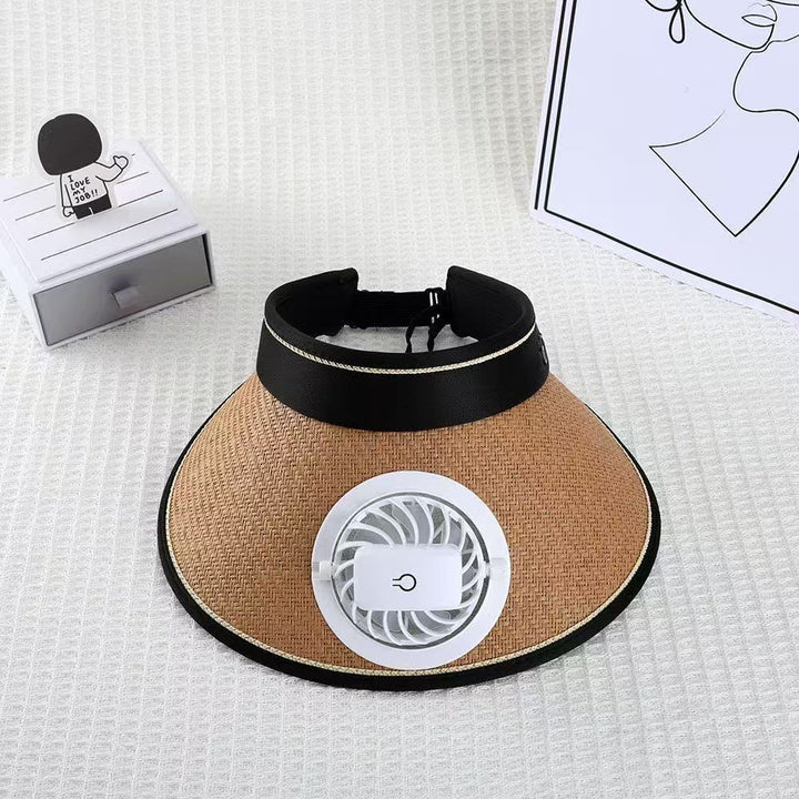 Breathable sun visor with detachable front fan and adjustable neck strap Kalsten
