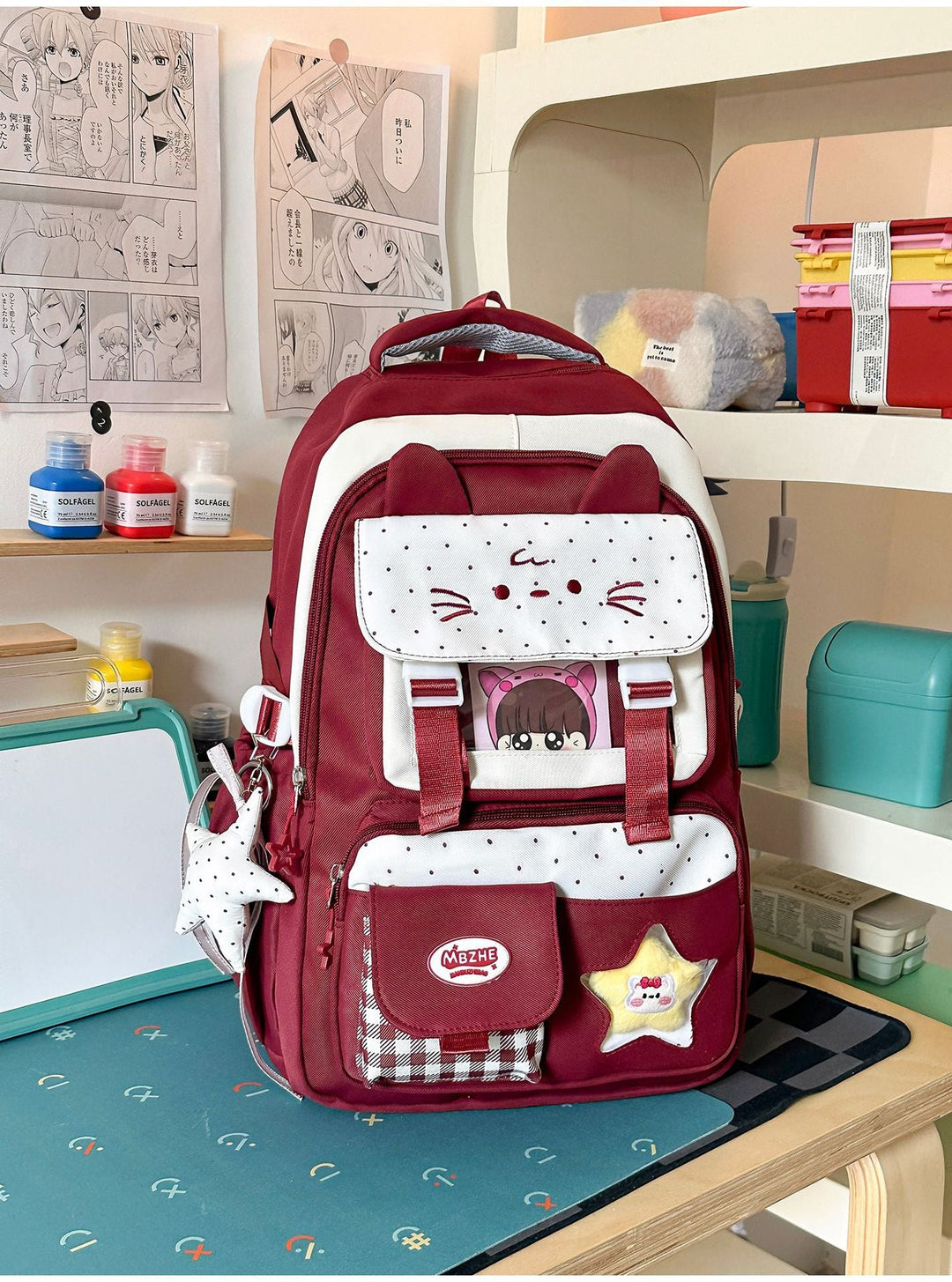 Cute Character-Themed Multi-Pocket School Backpack