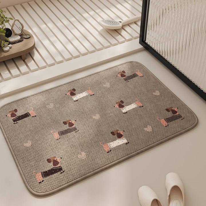 Playful Dachshund-Themed Bath Mat Kalsten