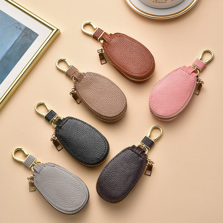 Compact Textured Leather Keychain Pouch Kalsten
