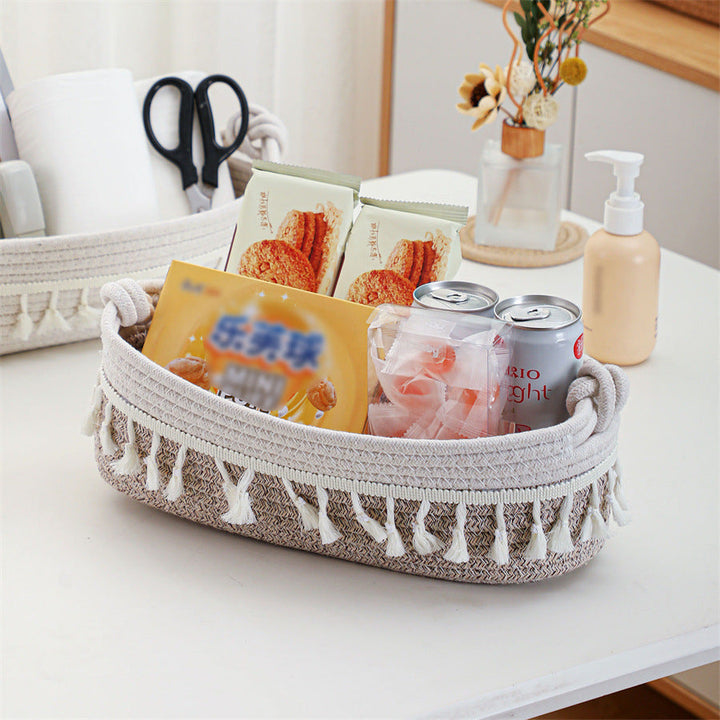 Women Versatile Storage Basket with Tassel Decoration Kalsten