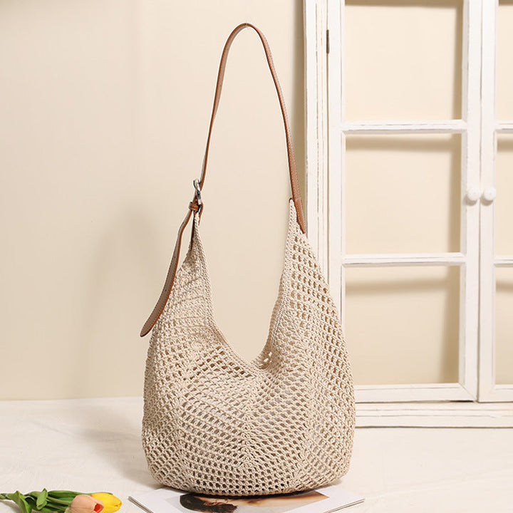 Casual mesh tote bag with adjustable leather strap Kalsten