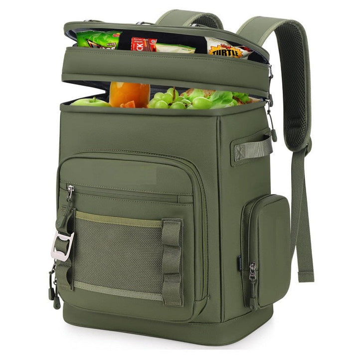 Unisex nano insulated cooler backpack with hard bottom, multiple compartments and ergonomic shoulder straps Kalsten