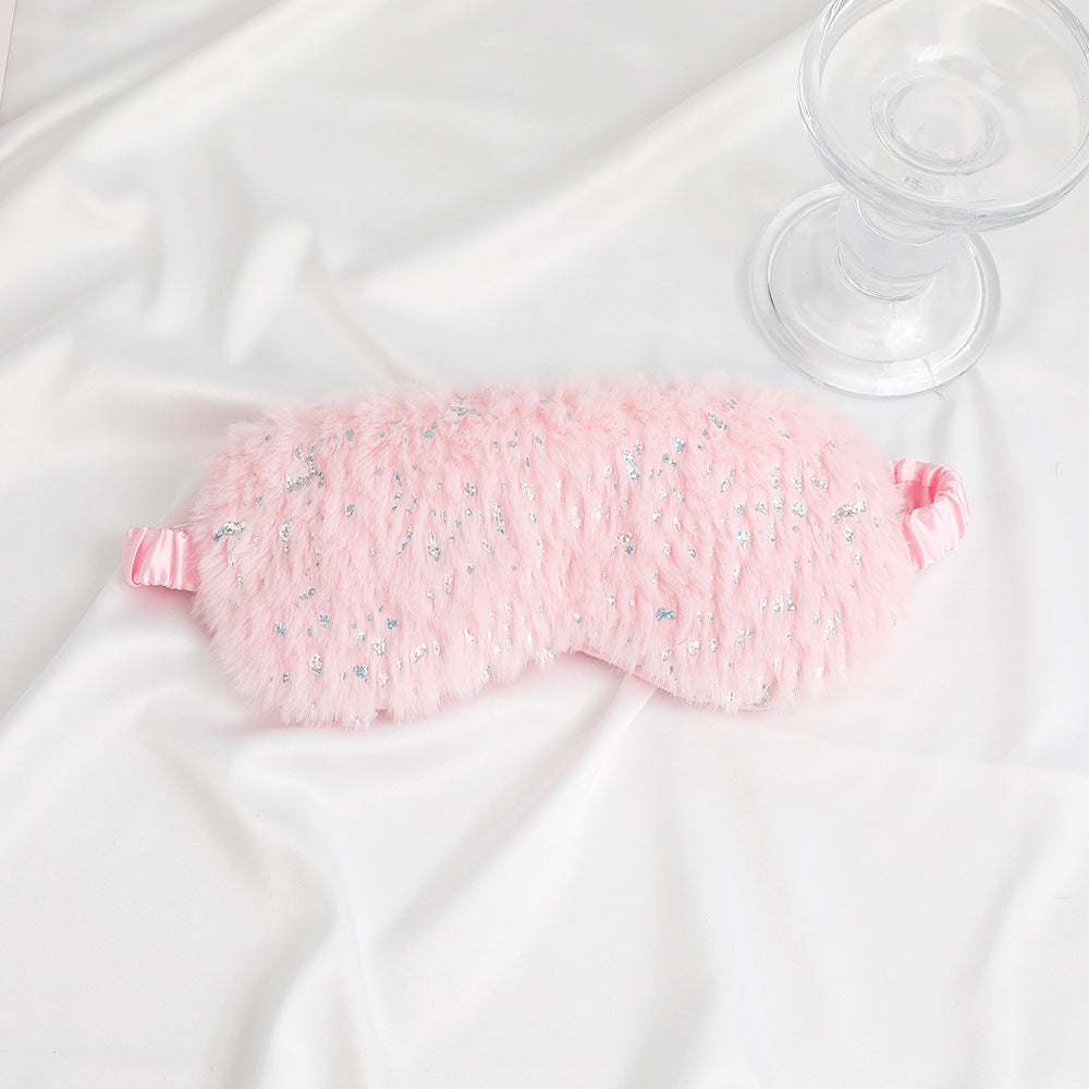 Unisex soft eye mask made of faux fur with festive motif embossing Kalsten