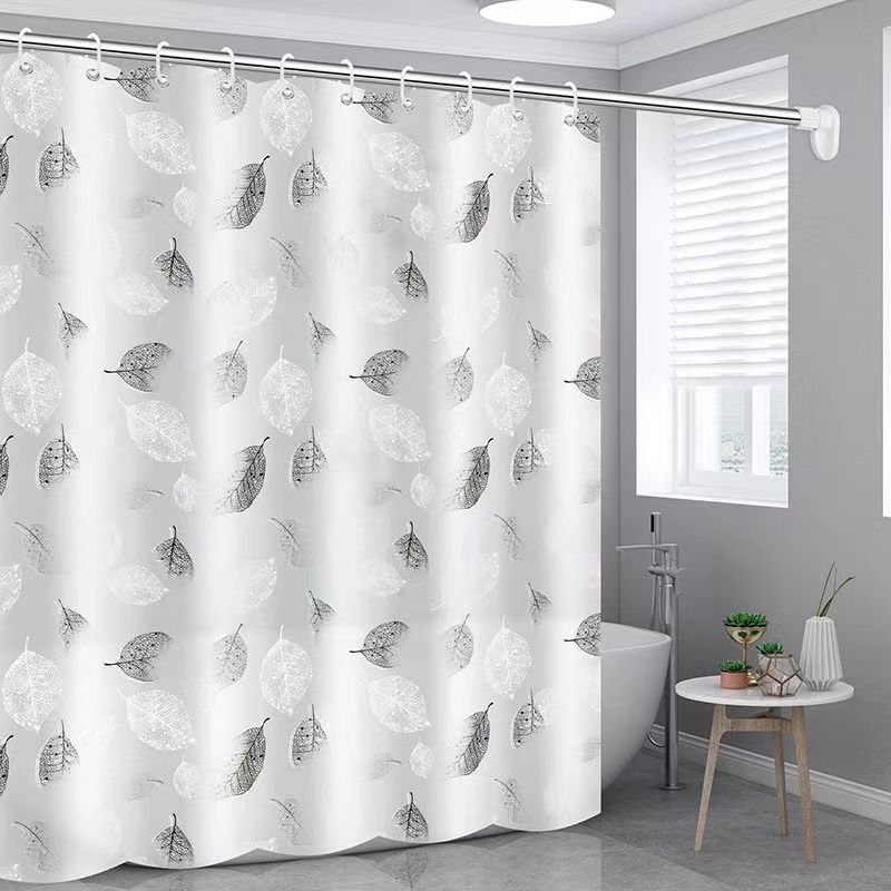 Elegant Leaf Print Bathroom Shower Curtain Kalsten