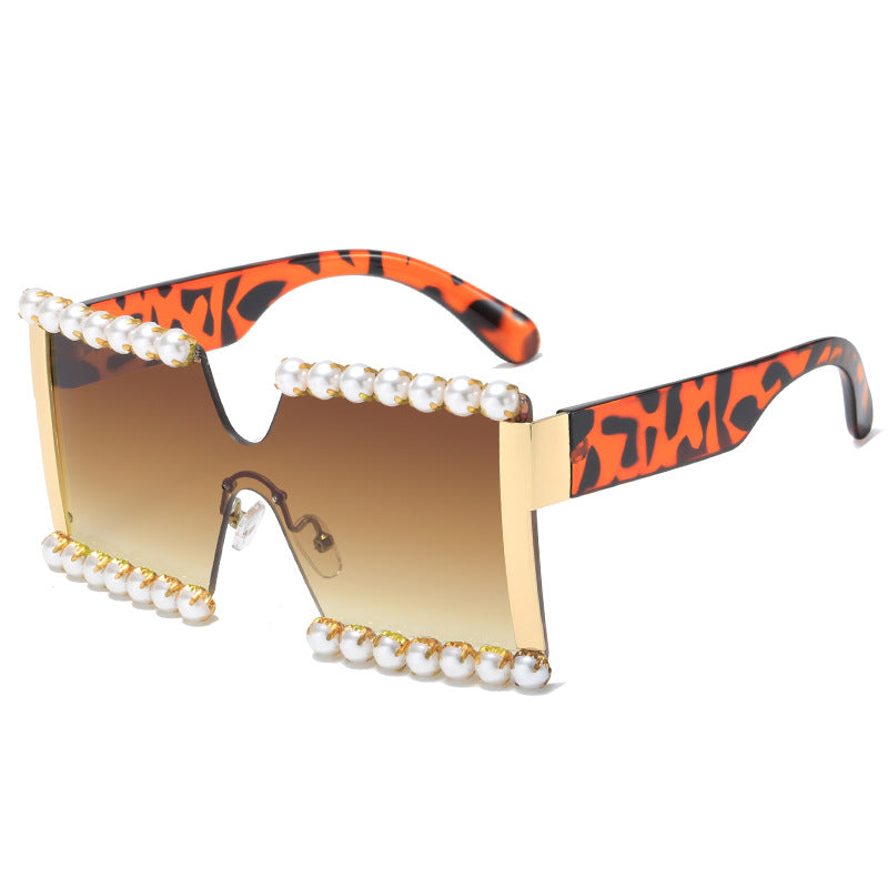 Ladies extravagant rectangular sunglasses with pearl decoration and UV protection Kalsten
