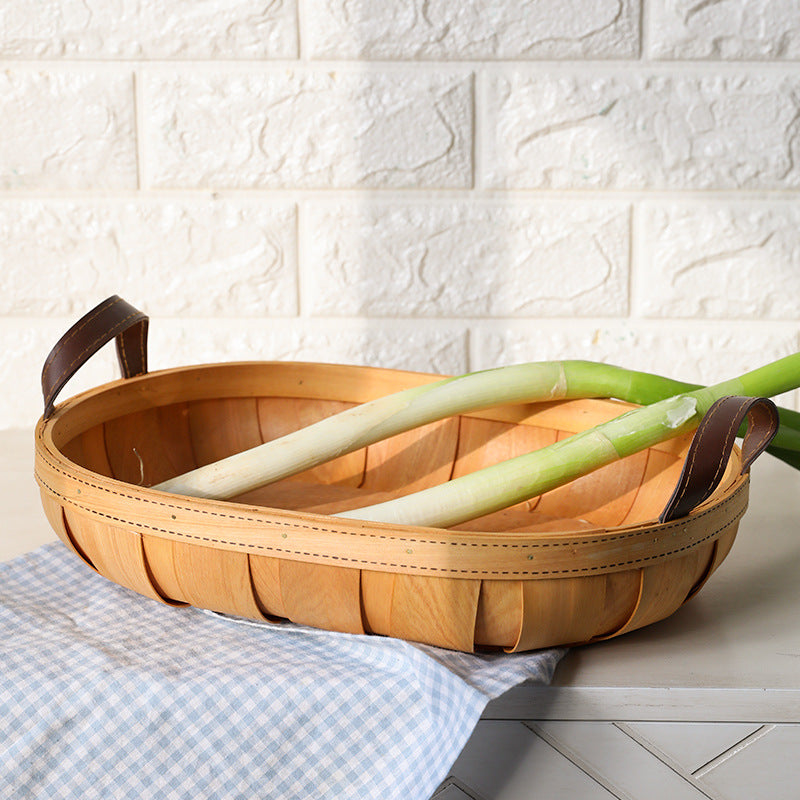 Unisex Handcrafted Basket with Leather Handles Kalsten