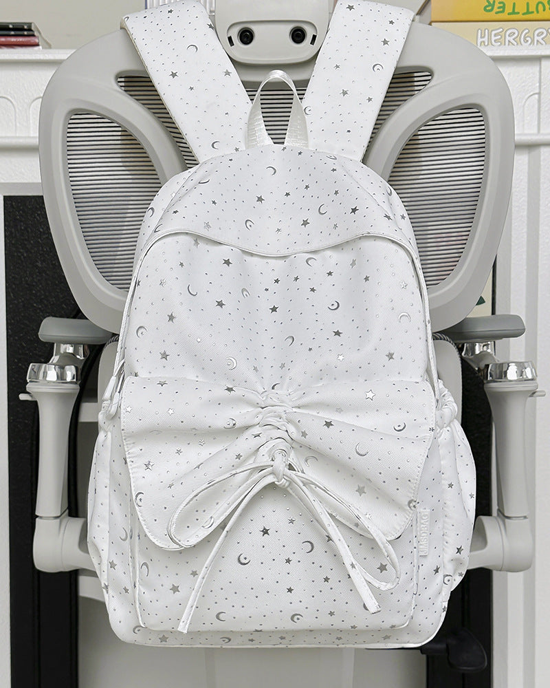 Starry Print Bow-Detail Backpack Kalsten