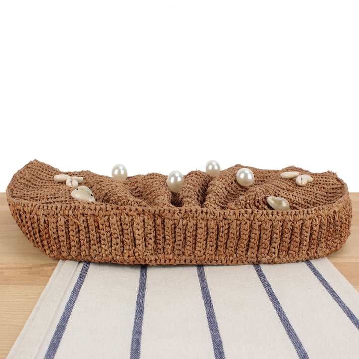 Elegant Clutch Made of Hand-Woven Material with Unique Wave Pattern Kalsten