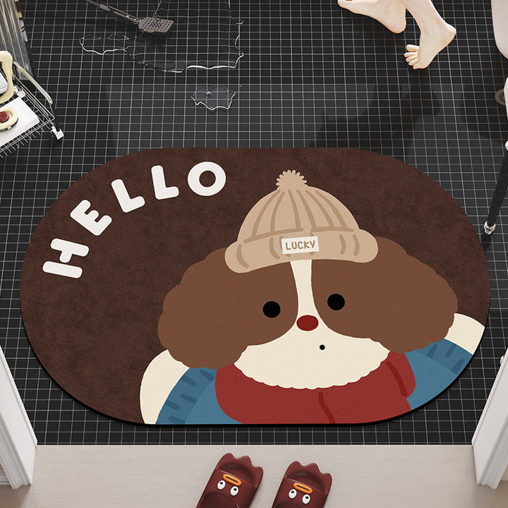 Cartoon Dog-Themed Bath Mat Kalsten