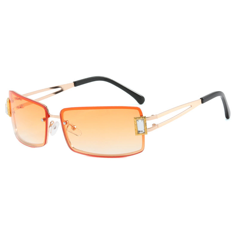 Ladies stylish sunglasses with elegant trapezoidal lenses and filigree metal frame Kalsten