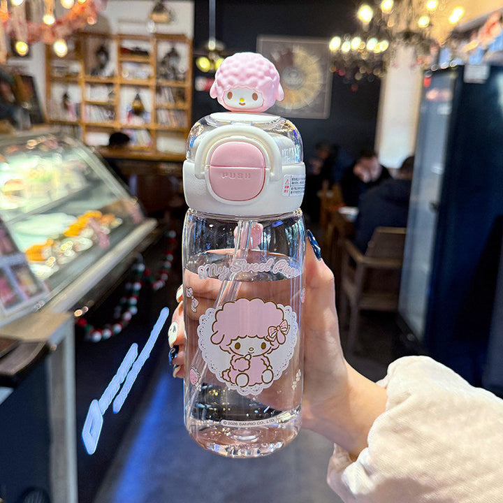 Women's water bottle with interactive lid and cute character design Kalsten