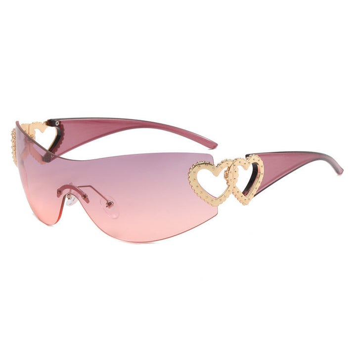 Ladies sporty sunglasses in trendy shield design with heart accents Kalsten