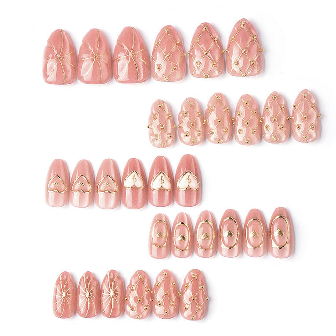Artistic Heart-Accent Press-On Nails Set Kalsten
