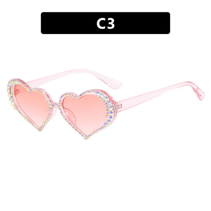 Women's Heart-Shaped Sunglasses with Rhinestone-Embellished Frame Kalsten