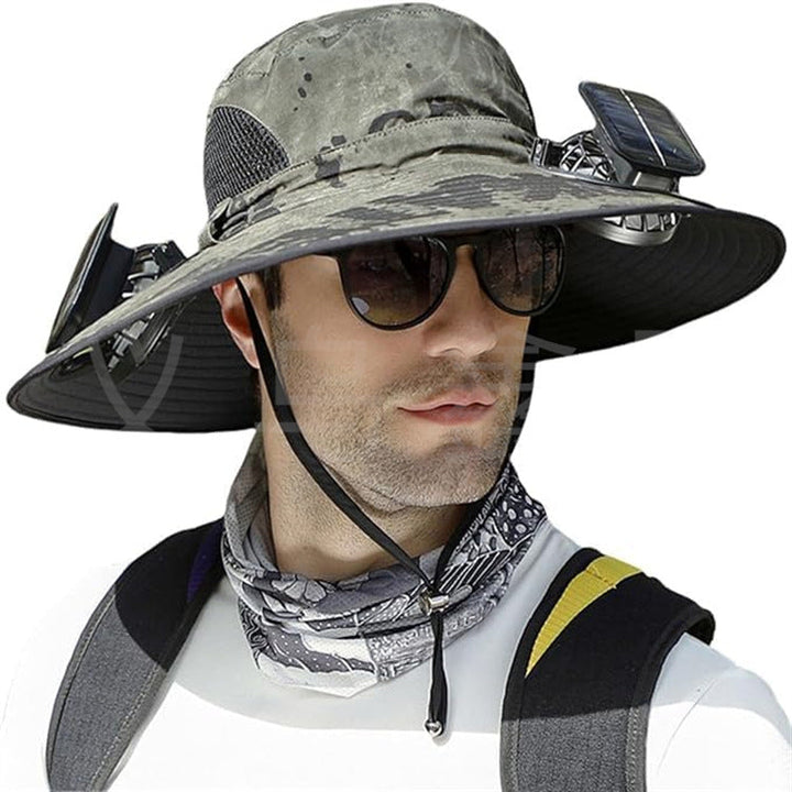 sun hat with solar-powered fan and wide brim Kalsten