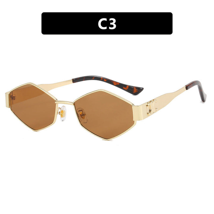 Women's hexagonal designer sunglasses with innovative metal frame Kalsten