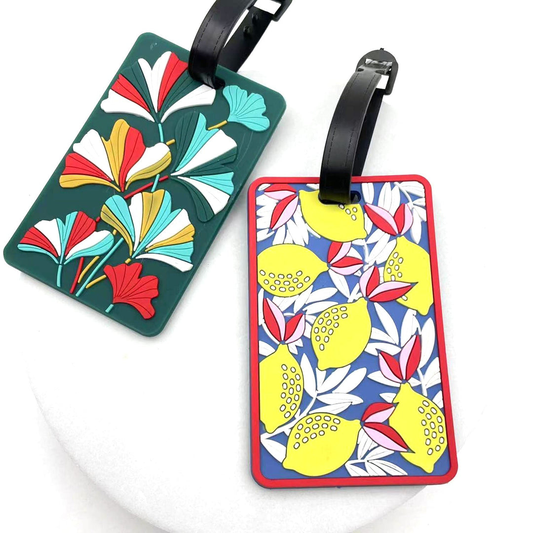 silicone tropical leaf luggage tag with embossed layered design Kalsten