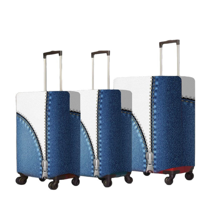 Unisex non-elastic luggage cover in zipper look with jeans structure and robust stretch fit for trolley Kalsten