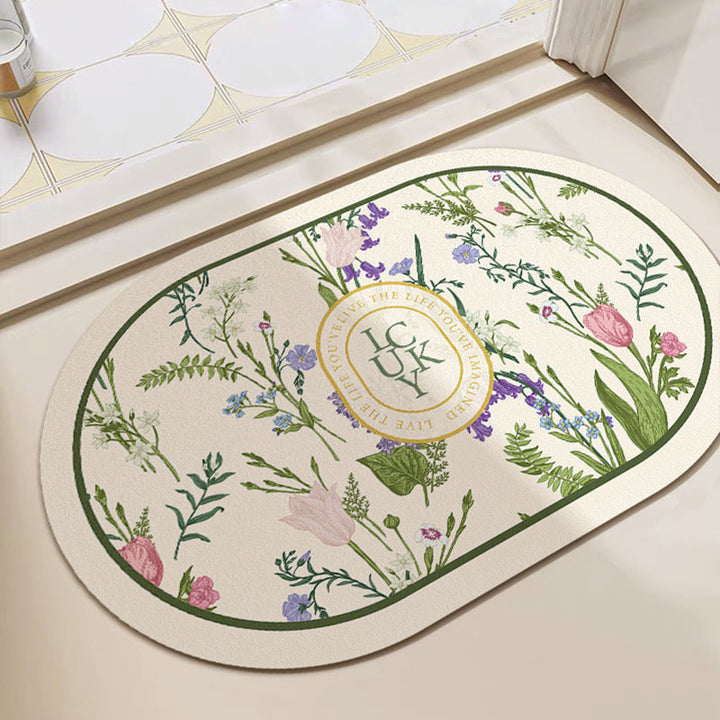 Artistic Floral Bath Mat
