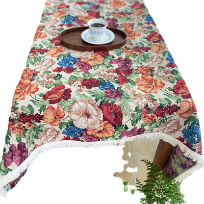 Elegant Floral Tapestry Tablecloth