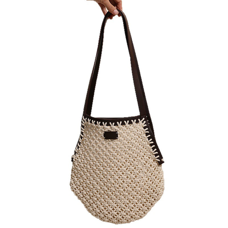 Hand-knotted tote bag with sturdy leather handles Kalsten