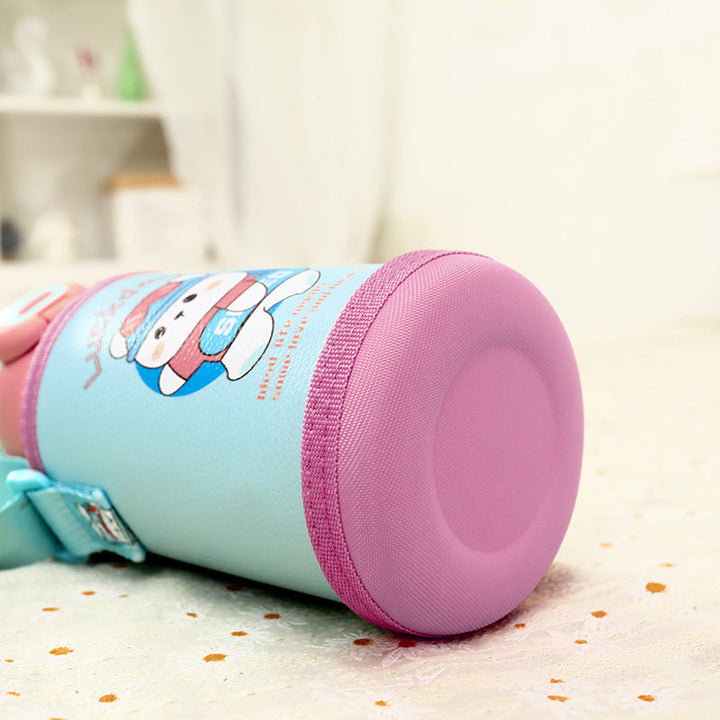 Ladies insulated bottle with integrated drinking mechanism and practical carrying strap Kalsten