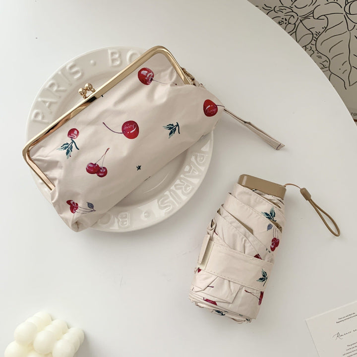 Ladies elegant folding umbrella with floral design and practical case Kalsten
